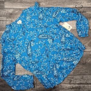 St. John's Bay High Neck Long Sleeve Blouse Size XL